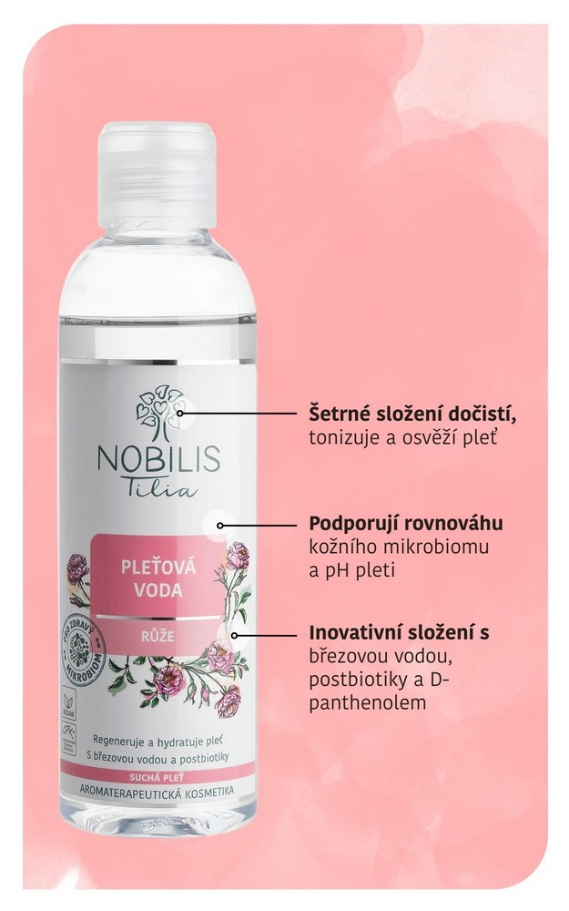 Pleťová voda Růže Nobilis Tilia klíčové přírodní složky